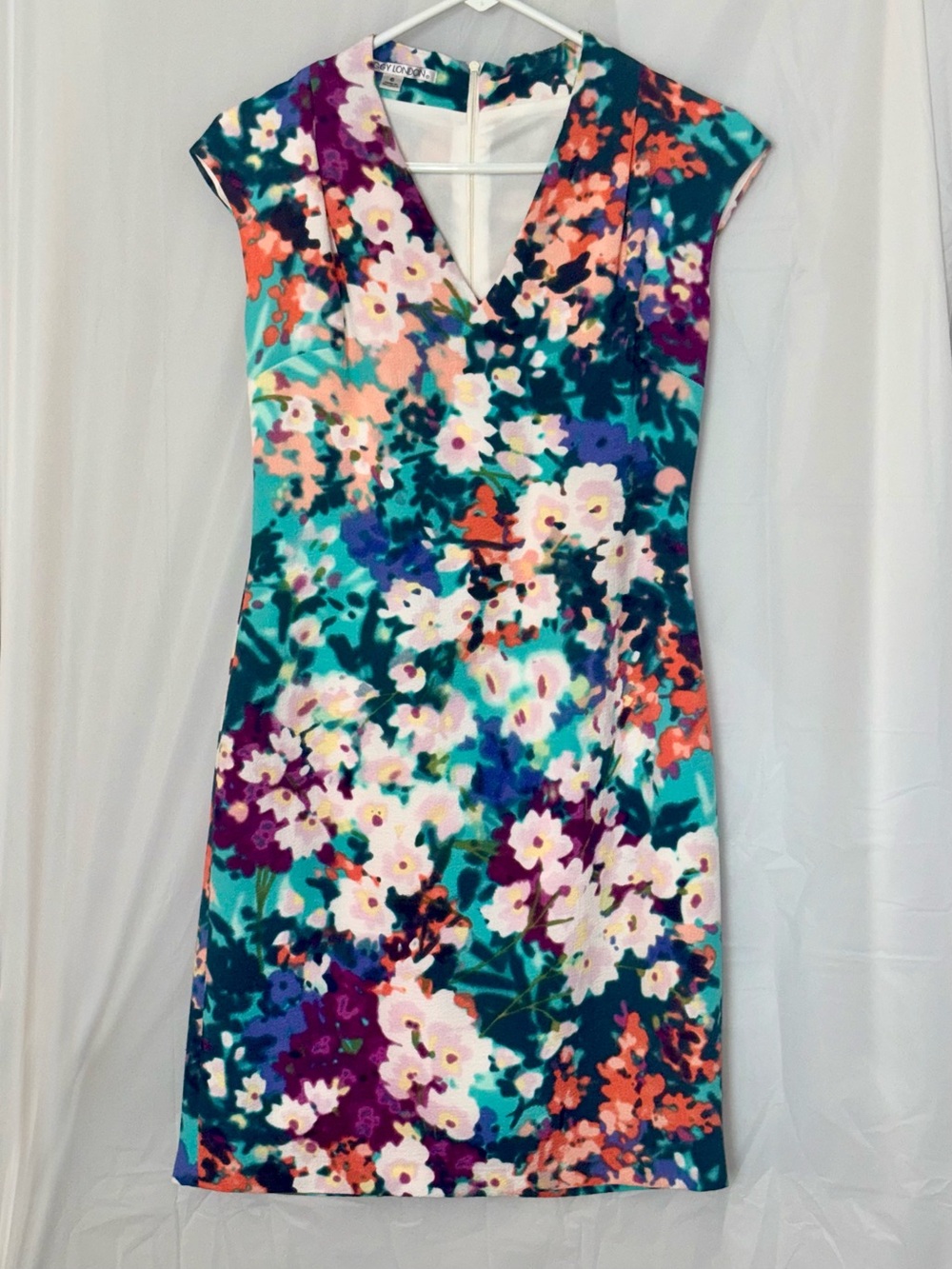 Maggy London Watercolor Floral Cap Sleeve Sheath Dress 6